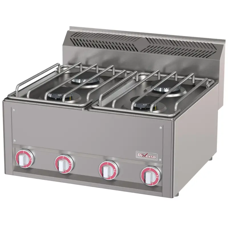 Diverso by Diamond Fornuis | COOKING LINE 600 | Gas | 4 Branders 2x 3kW + 2x 3.6kW | 660x600x290/435mm Bestseller