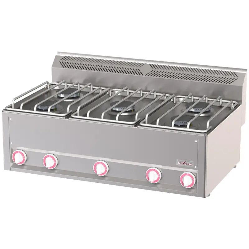Nu Kopen Diverso By Diamond Fornuis | COOKING LINE 600 | Gas | 5 Branders 2x 3kW + 3x 3.6kW | 990x600x290/435mm