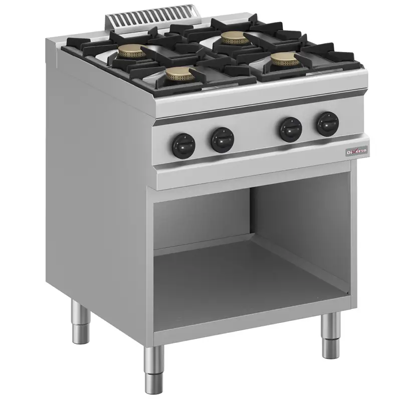 Diverso By Diamond Fornuis | Gas | 4 Branders | Waakvlam | Open Onderkast | 700x700x850mm Shop Nu
