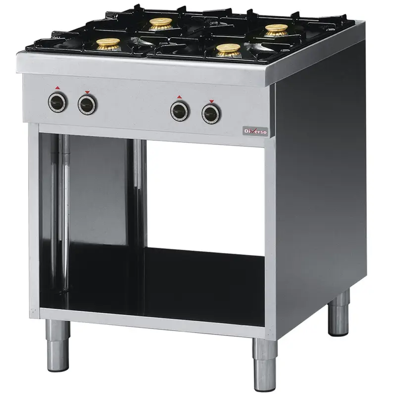 Diverso By Diamond Fornuis | Gas | 4 Branders 2x 3.6kW + 2x 5kW | Open Onderkast | 700x650x850mm Laatste Kans