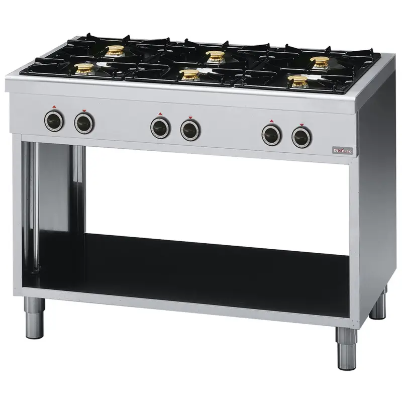 Diverso By Diamond Fornuis | Gas | 6 Branders 3x 3.6kW + 3x 5kW | Open Onderkast | 1100x650x850mm Finale Uitverkoop