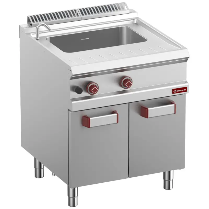 Diamond Pastakoker | OPTIMA 700 | Gas | 40L | 13.3kW | Piëzo Ontsteking | Vulkraan + Aftapkraan | 700x700x850/920mm Betaalbaar