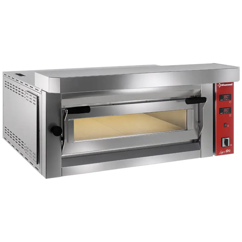 Diamond Pizza Oven | 1x 4 Pizza’s Ø350mm | ≤400°C | 400V | Stapelbaar | 1060x890x400mm Lage Kosten