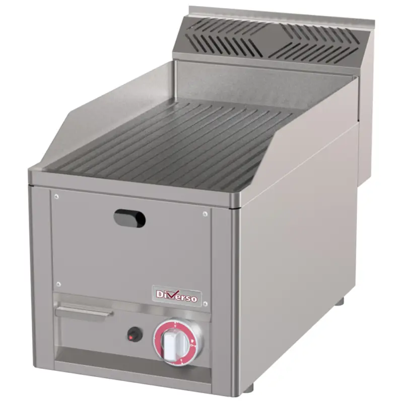 Diverso by Diamond | Bakplaat | Gas | COOKING LINE 600 | Gas | Gegroefd Oppervlak | 50°C/300°C | 4kW | Piëzo Ontsteking | 330x600x290/435mm Koop Vandaag
