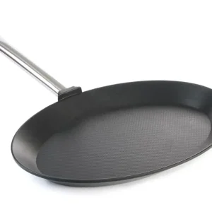 Rechtstreeks Van De Fabrikant Hendi Vispan | Ovaal Titanium Professional | Whitford® Xylan Anti-aanbaklaag | 400x275x35mm