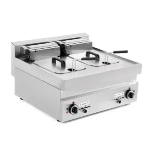 Dagaanbieding Gold Catering Equipment | Horeca Friteuse | 400v | 10+10L | Aftapkranen | 700x650x350/540mm