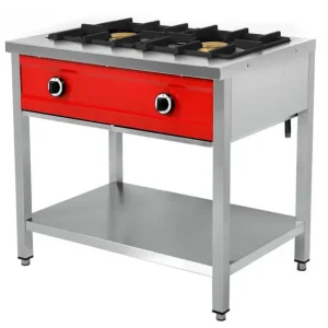 Gold Catering Equipment | Pannenkoeken Fornuis Gas | 2 Branders | Met Bodemschap | 900x600x850/900mm Nieuw