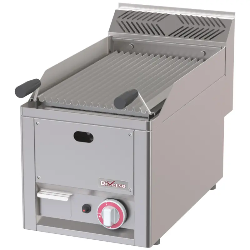 Beste Prijs Diverso by Diamond Lavasteengrill | COOKING LINE 600 | Gas | Staal Oppervlak | 4kW | Piëzo Ontsteking | 330x600x290/435mm
