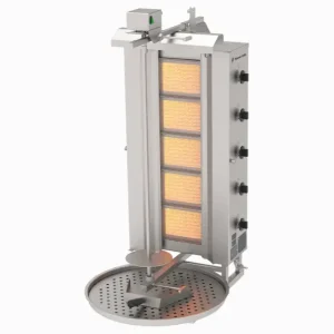 Naomi Grills EC.O.5.G | Gas Döner Grill | 5 Branders | Boven motor | 17–19 kW | 630x825x1310mm Laatste Versie