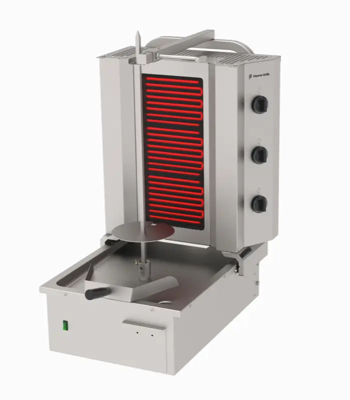 Naomi Grills EC.U.3.E | Elektrische Döner Grill | 3 Elementen | Onder Motor | Robax Glas | 4.8 kW | 565x715x960mm Gereduceerde Prijs