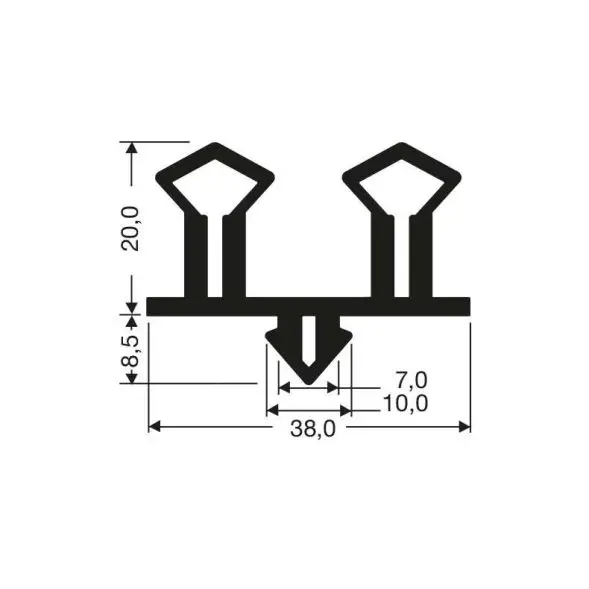 Siliconerubber JCR-110 grijs indrukprofiel met dubbele ruit Voordeelprijs