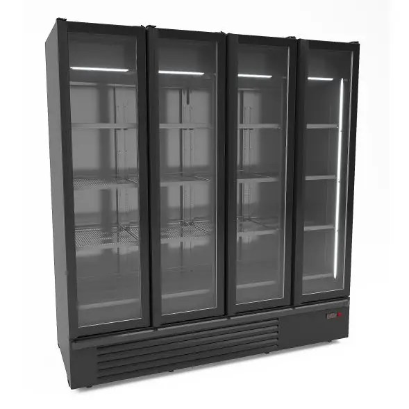 Winkel koeling 4 glasdeuren zwart 1850L Veilige Betaling