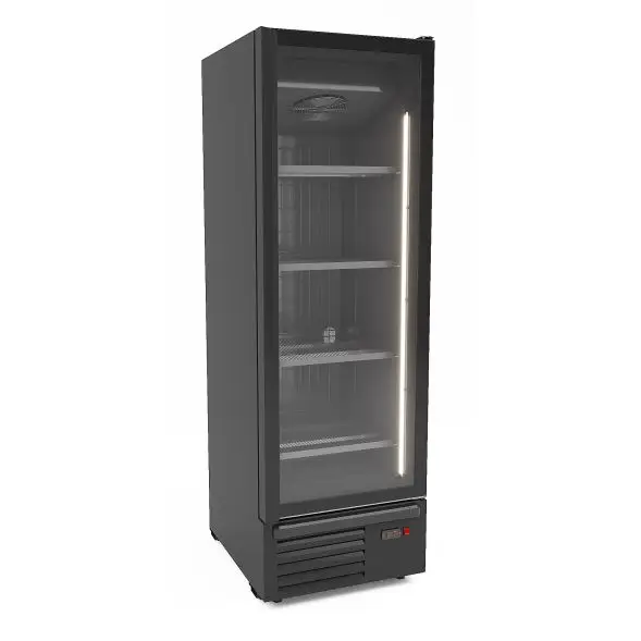 Combisteel glasdeur vrieskast zwart 500L Exclusieve Aanbieding