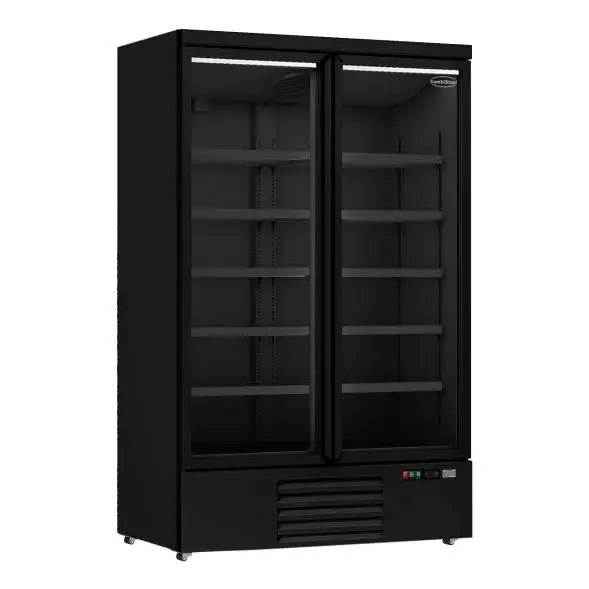 Snelle Levering Combisteel JDE-1000R BL koelkast 2 glasdeuren zwart