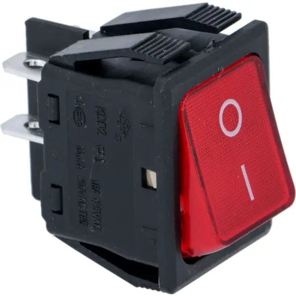 Uitverkoop Schakelaar 2-polig rood 16A 250V + indicator + 1-0