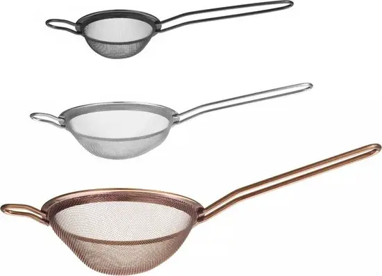 HENDI - Zeef - Set van 3 - Zwart, Zilver & Koper Aanbieding
