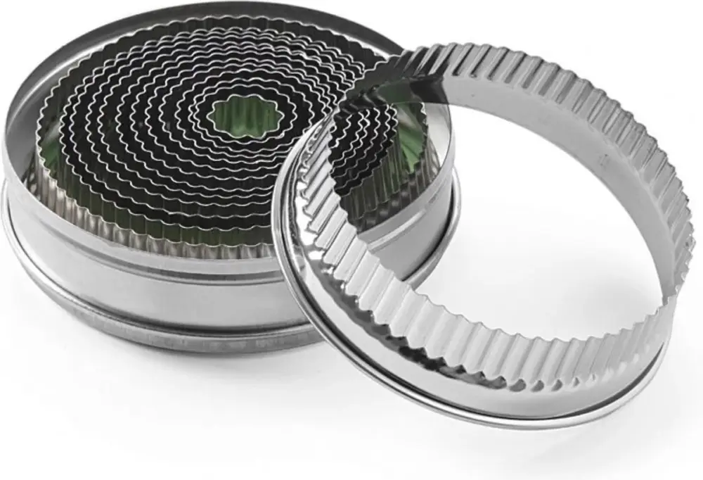 HENDI - Uitsteekvorm set Rond Kartelrand - 14-delig - Ø18-108 mm - RVS Flitsaanbieding