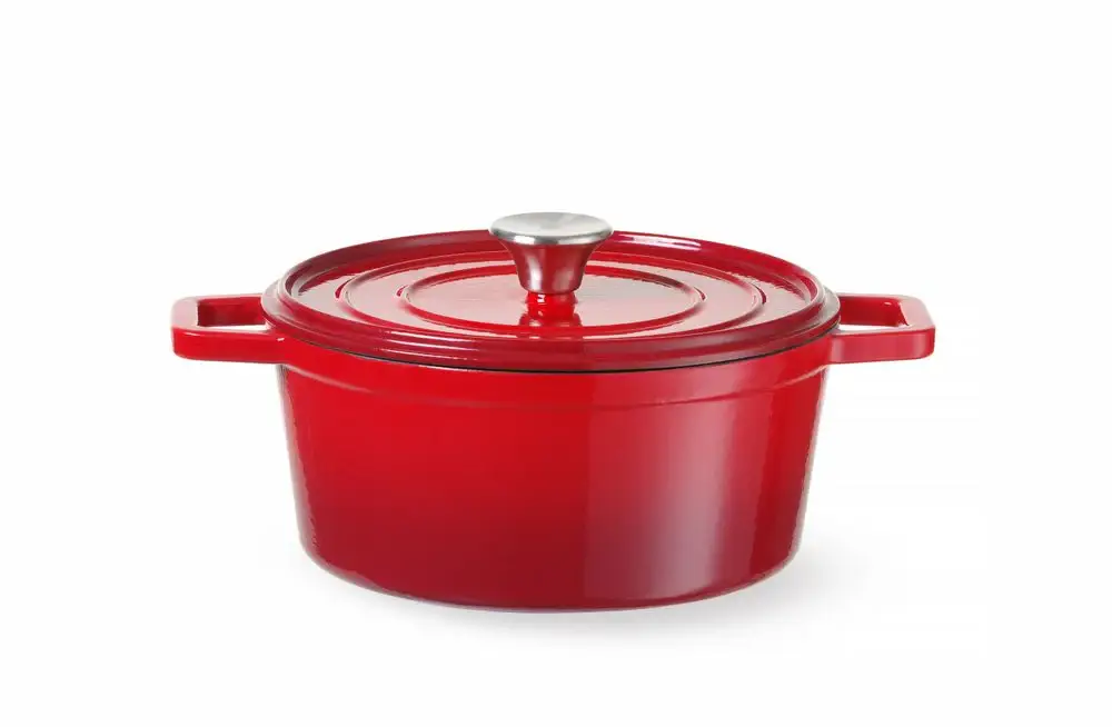 HENDI -Braadpan geëmailleerd gietijzer, 3,7L, Rood, 317x240x(H)105mm Korting