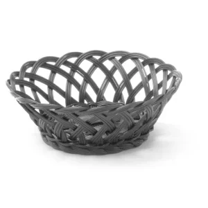 Koopje HENDI - Geweven mand - Rond - Zwart - 200x200x65 mm