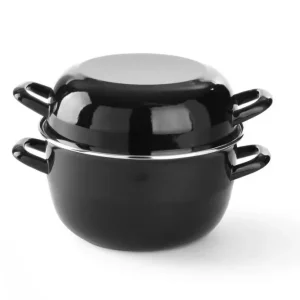 HENDI -Mosselpan geëmailleerd - met deksel, 5,2L, ⌀260x(H)210mm Beste Prijs