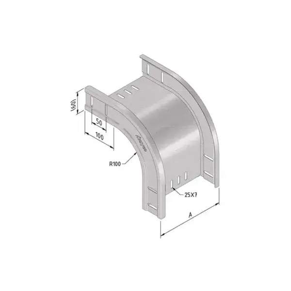 Kabelbaan valbocht 150mm - 90� - sendzimir Direct Verzonden