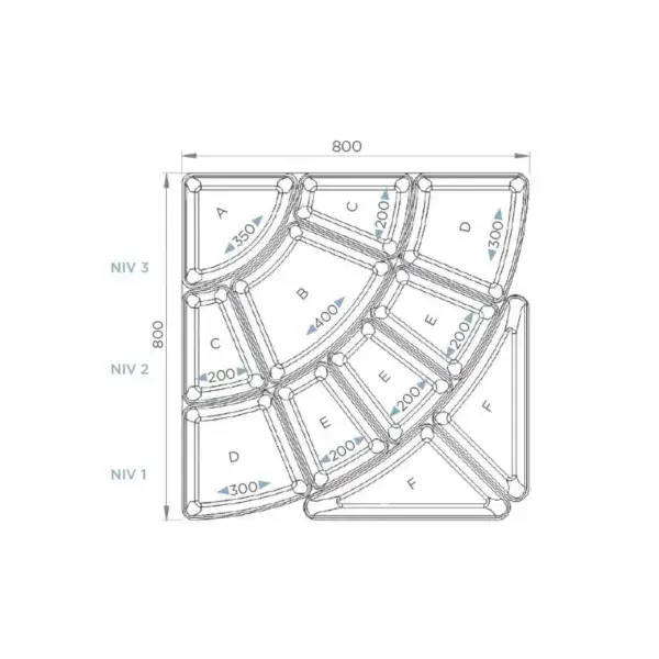 Veilige Betaling Kit petale - 11 plateaus 50mm - 800x800mm