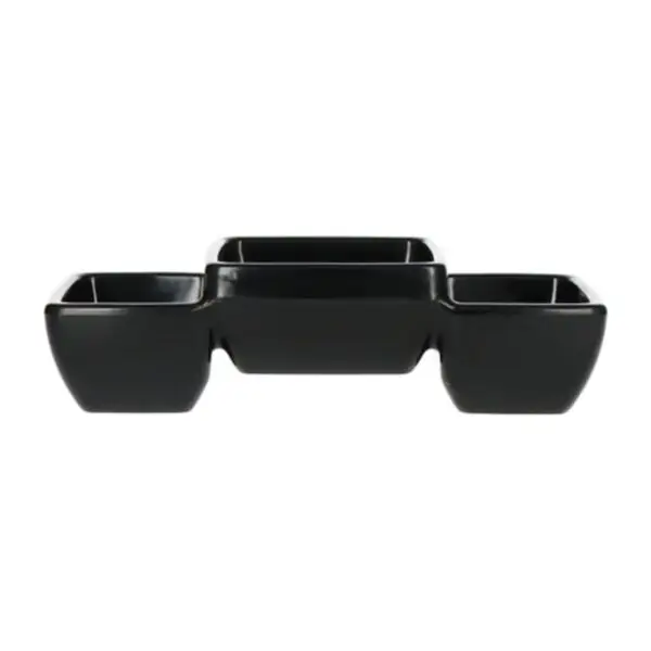 Uitverkoop Schaal 3-vaks melamine 20 x 9 cm zwart
