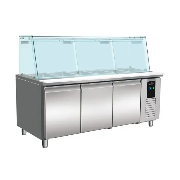 Finale Uitverkoop Koelwerkbank glas recht 3 deuren 5x 1/1 gn pan