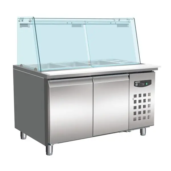 Dagaanbieding Bakkerskoelwerkbank glas recht 2 deuren 4x 1/1 gn pan