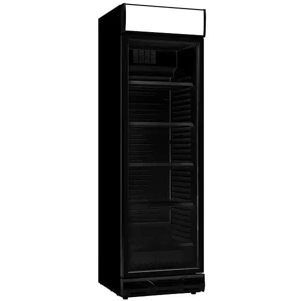 Aanbieding Drankenkoelkast glasdeur 382l volledig zwart linksdraaiend