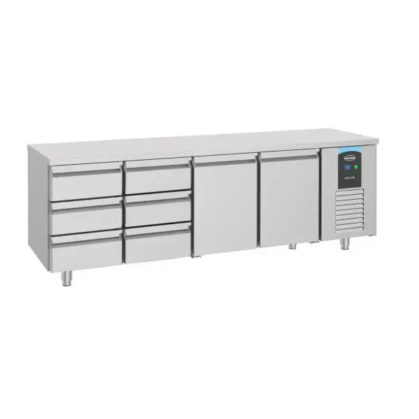 Gecertificeerd 700 koelwerkbank 2 deuren 6 laden energy line