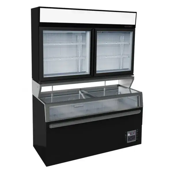 Wandvrieskast zwart 2 glasdeuren Premium