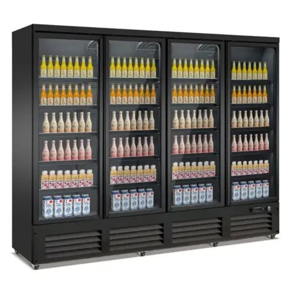 Combisteel koelkast CEB-2000R BL met 4 glasdeuren, 2000 liter, zwart Koop Online