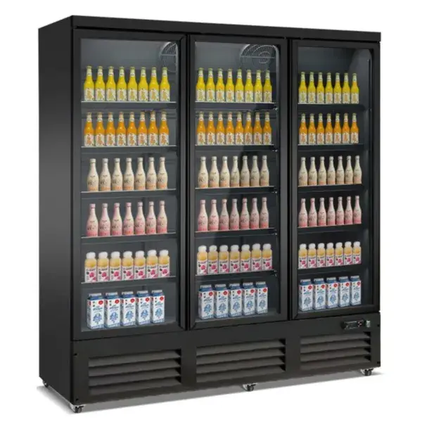 Koelkast 3 glasdeuren zwart ceb-1600r bl Dagaanbieding