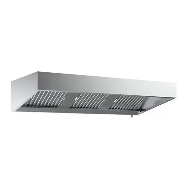 Snelle Levering Combisteel wandkap 3000 x 1100 x 400 mm RVS 430 met verlichting en 5 filters
