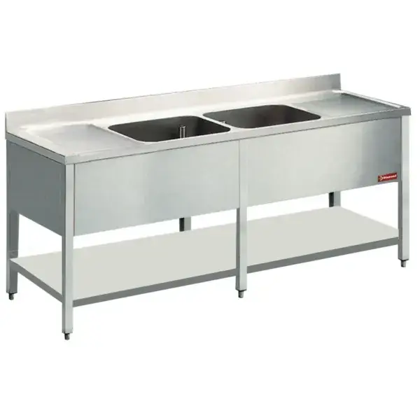 Beperkte Voorraad Spoeltafel met 2 kuipen en 2 druipvlakken