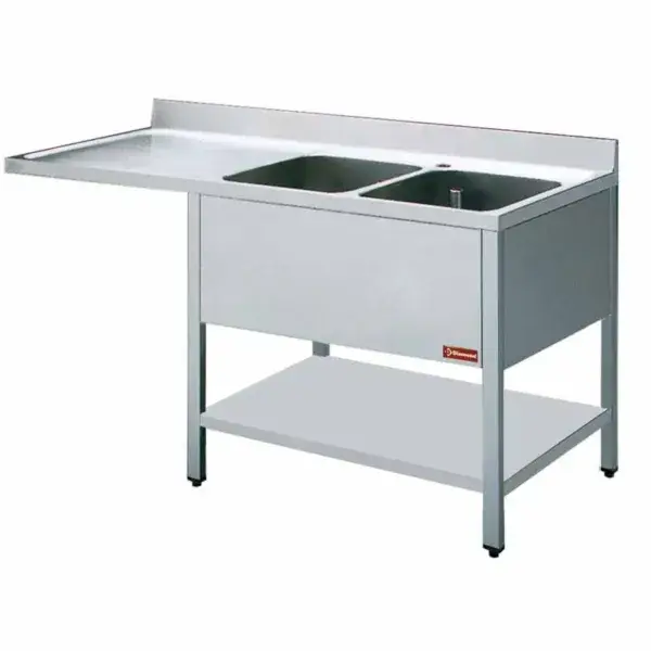 Lage Kosten Spoeltafel met 2 kuipen en 1 druipvlak