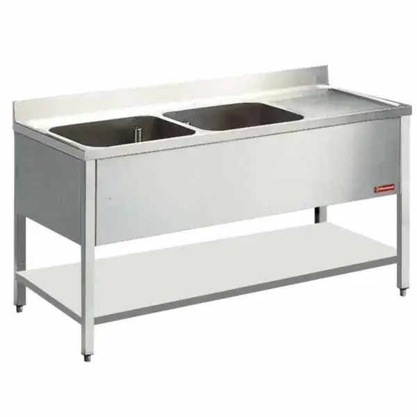 Gereduceerde Prijs Spoeltafel met 2 kuipen en 1 druipvlak