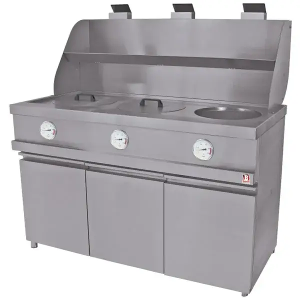 Gasfriteuse heavy duty, 3 ronde kuipen, mechanisch Bestseller