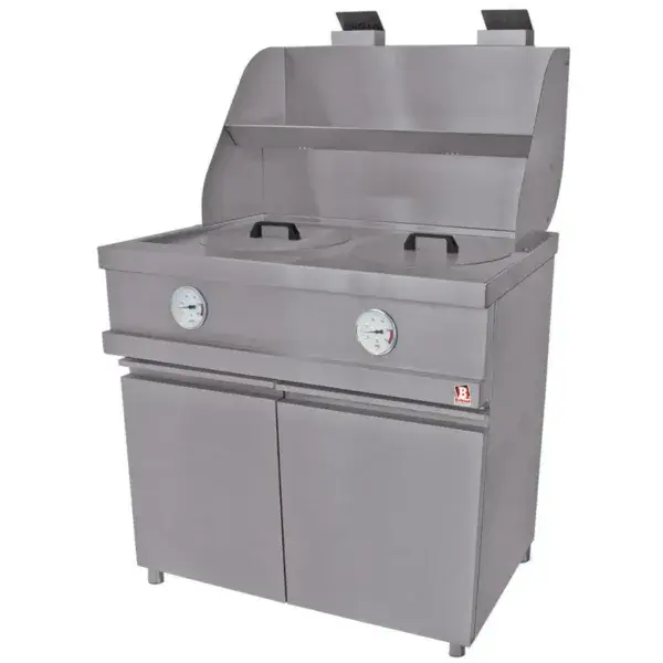 Direct Beschikbaar Gasfriteuse heavy duty, 2 ronde kuipen, mechanisch