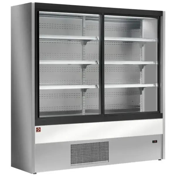 Speciale Aanbieding Gekoeld wandmeubel, geventileerd met glazen schuifdeuren - grijs/wit