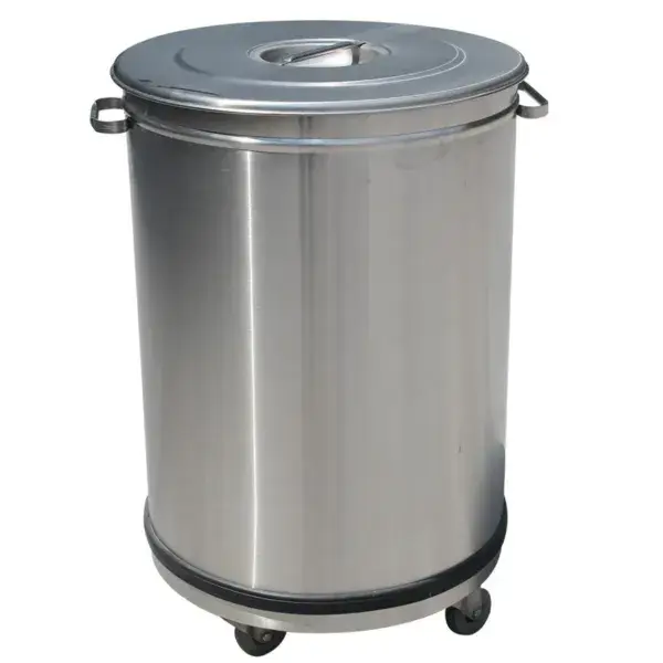 Uitverkoop Diamond RVS vuilnisbak op wielen 95 liter 460x460x700 mm met deksel