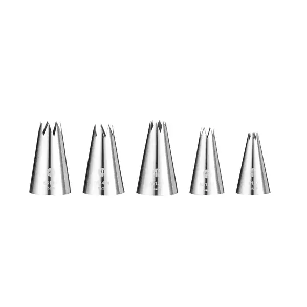 Hoge Kwaliteit Hendi spuitmondjes gekarteld ø6-14 mm metaal set van 5 patisserie