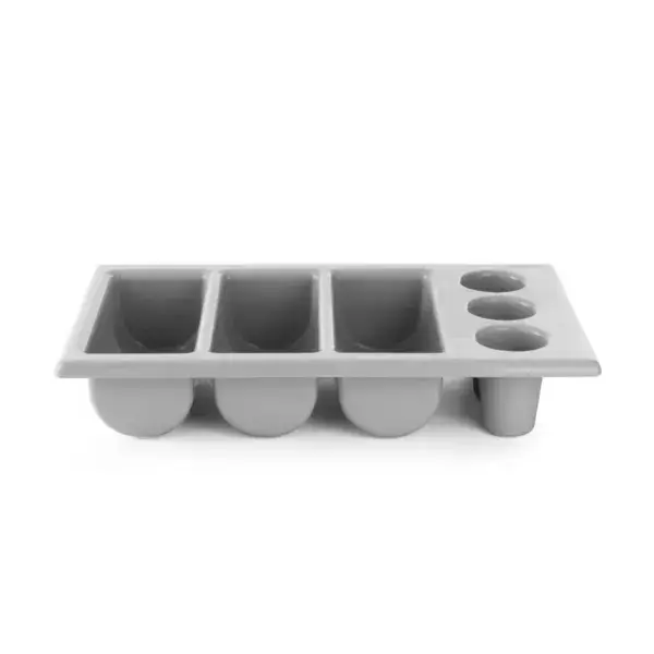 Lage Kosten Hendi Bestekbak lichtgrijs 530x325x105mm 6-vaks GN 1/1 voor koffielepels en gebakvorkjes