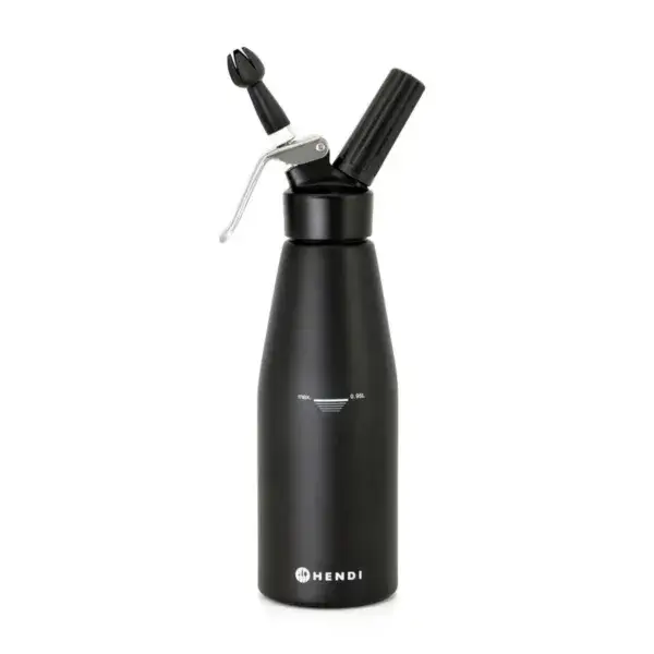 Gratis Retour Hendi Slagroomapparaat Kitchen Line 0,95L mat zwart aluminium