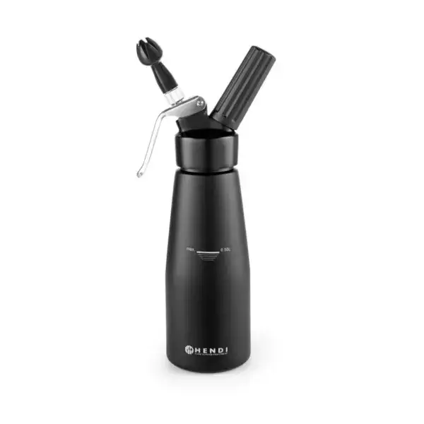 Fabrieksprijs Hendi slagroomapparaat Kitchen Line 0,5L mat zwart aluminium