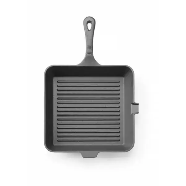 Hendi Gietijzeren Grillpan zwart 250x250x50mm vierkant voor vlees grillen Shop Nu