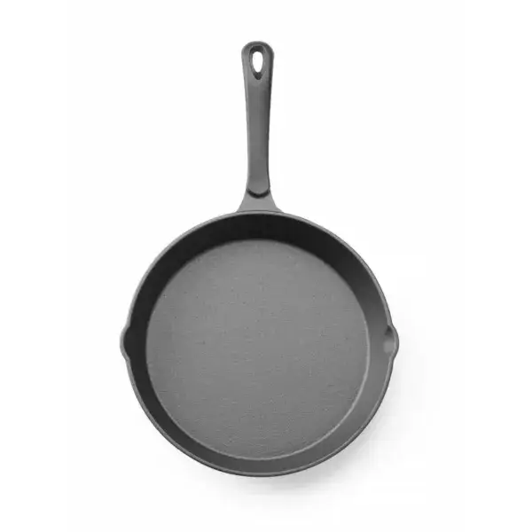 Hendi Gietijzeren Skillet Ø250 mm zwart met schenktuiten en handgreep Must-Have