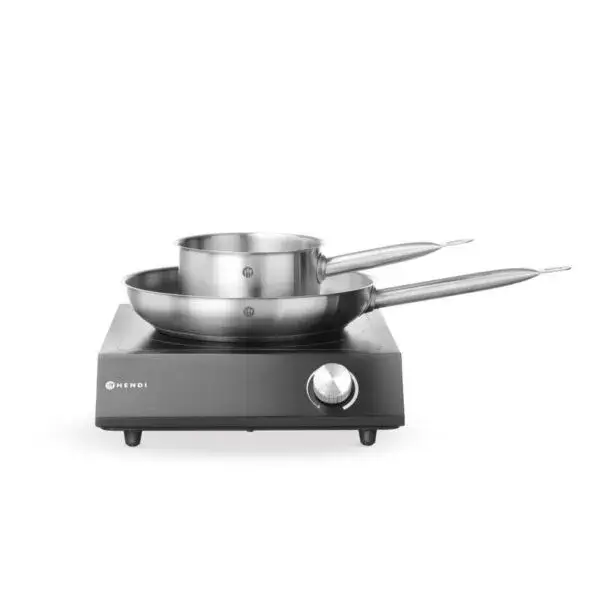 Merkproduct Hendi Inductiekookplaat 3500W set met stalen steelpan ø16 cm en koekenpan ø28 cm zwart
