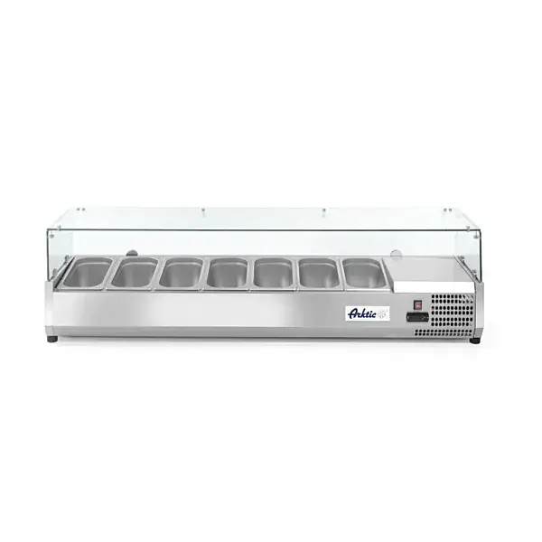 Hendi Opzetkoelvitrine Arktic 7x GN 1/3 1607x420x460mm RVS glas 230V 180W Betrouwbaar